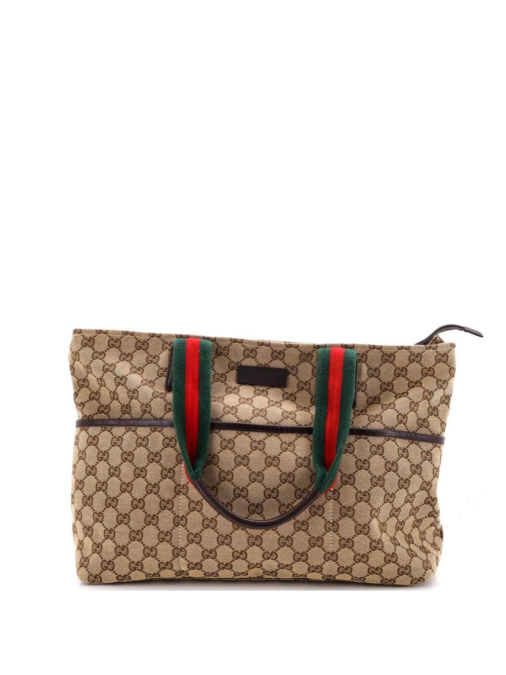 Gucci Diaper Web Strap Tote Gg Canvas #348435G73B